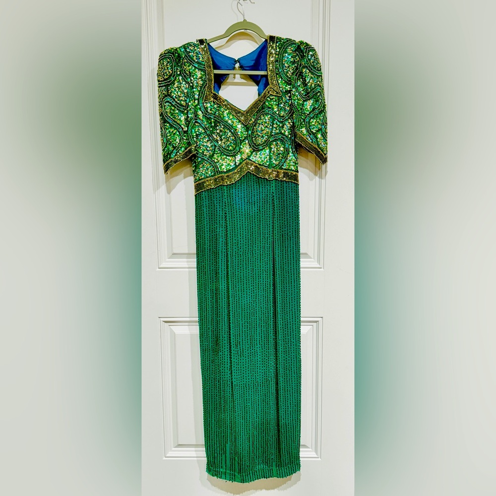 Ashlee formal, green beaded, size 10